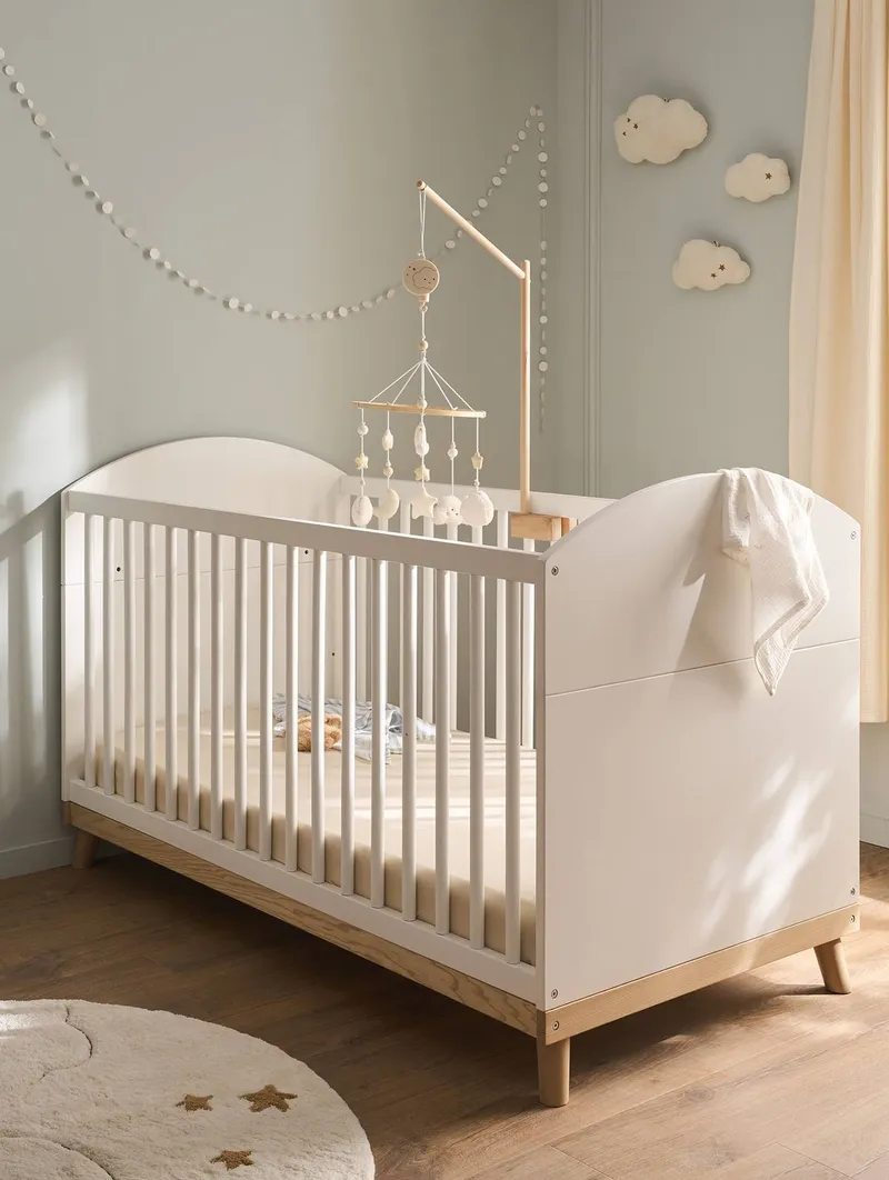 Vertbaudet Mitwachsendes Babybett KONFETTI 70 x 140 cm, Weiß, – Produktbild 2 von 4