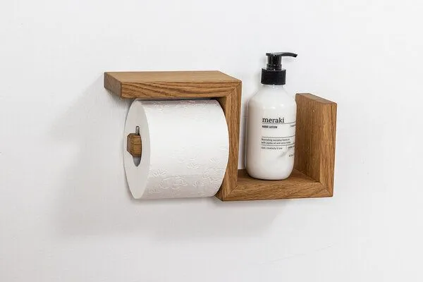 kleiderleiter_de kleiderleiter_de Toilettenpapierhalter BEN aus massiver Eiche mit Platz für Ersatzrolle – Produktbild 3 von 5