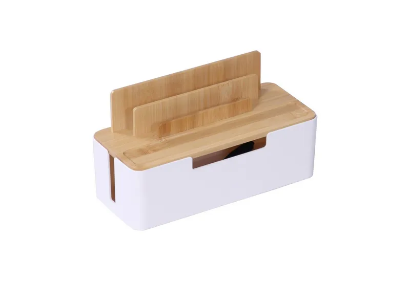 RELAXDAYS RELAXDAYS Kabelbox mit Handyhalter, (7-tlg), Braun|weiß, – Produktbild 1 von 5