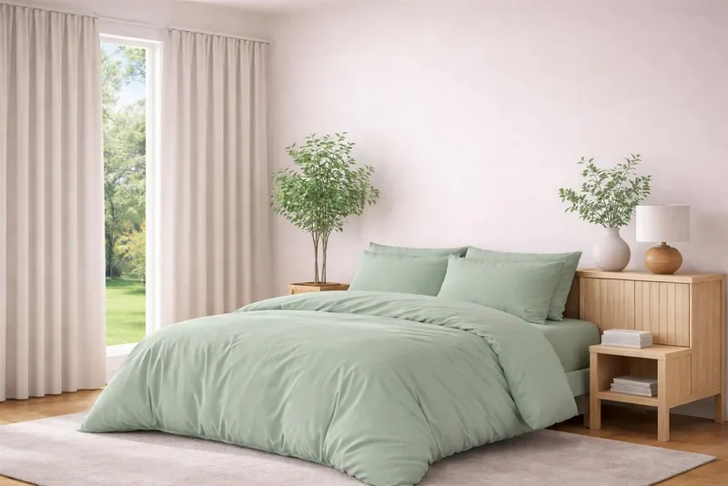 Carpe Sonno Bettwäsche TENCEL™ Lyocell kühlende Bettwäsche 135 x 200 155 x 220 uni einfarbig, Lyocell, 2 teilig, OEKO-TEX Bettbezug seidenähnlich, natürlicher Rohstoff, Grün 135x200, Grün, – Produktbild 2 von 5