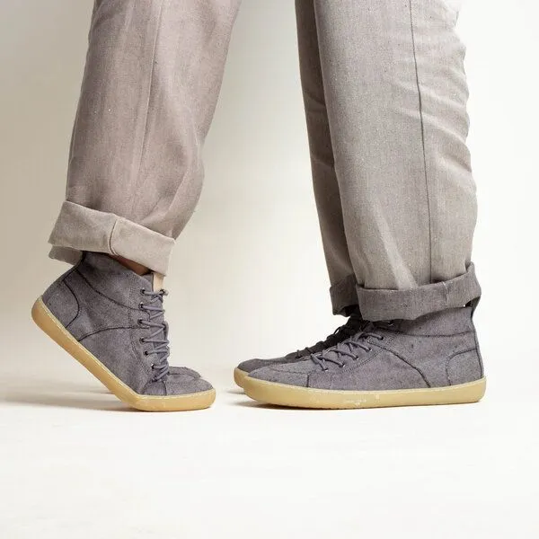 nahtur-design nahtur-design Barfußschuhe aus Bioleinen oder Loden, knöchelhoch, unisex, Blaugrau, – Produktbild 1 von 5