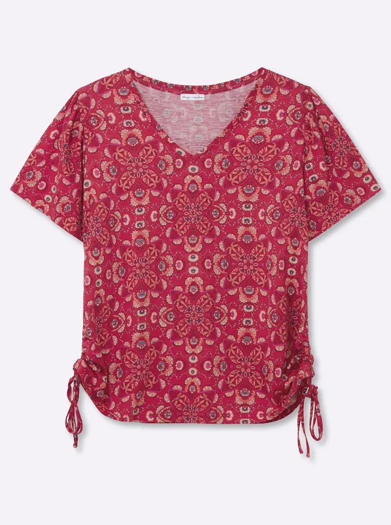 sheego by Joe Browns T-Shirt rot-koralle-gemustert, Rot-koralle-gemustert, – Produktbild 1 von 2