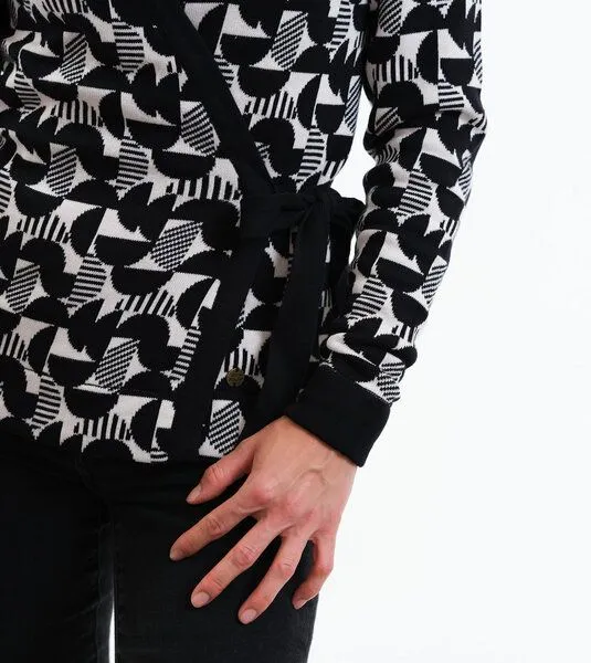 Gary Mash GARY MASH Wickelcardigan Mina aus feinem Jacquardstrick, Abstrakt (schwarz-weiß), – Produktbild 2 von 4