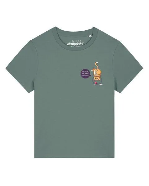 watapparel watapparel T-Shirt Frauen Funny Cat, Green bay, – Produktbild 1 von 2