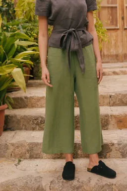 AmourLinen AmourLinen Damen vegan Hose Tokyo Matchagrün – Produktbild 1 von 1