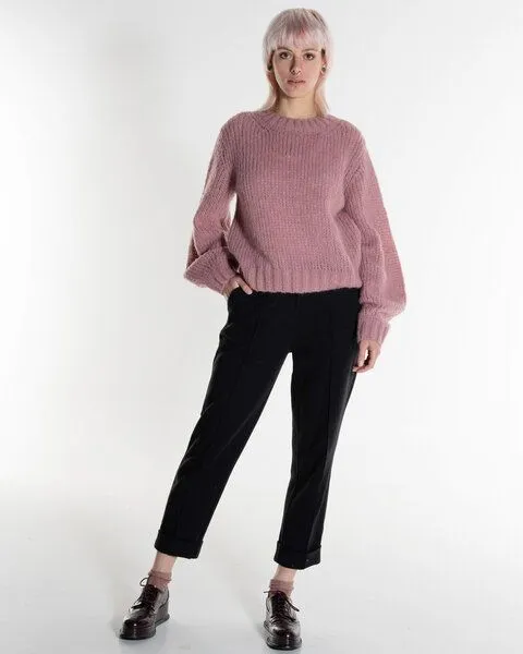 Alma & Lovis Alma & Lovis Kuscheliger Loose-Fit Pullover im Alpaka-Mix | Ballonärmel Pullover, Rose quarz (rosa), – Produktbild 2 von 4
