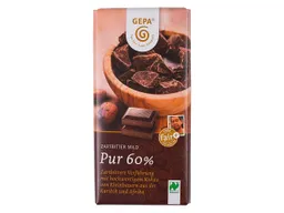 gepa GEPA Bio-Schokolade "Zartbitter mild Pur 60%" 100 g – Produktbild 1 von 1