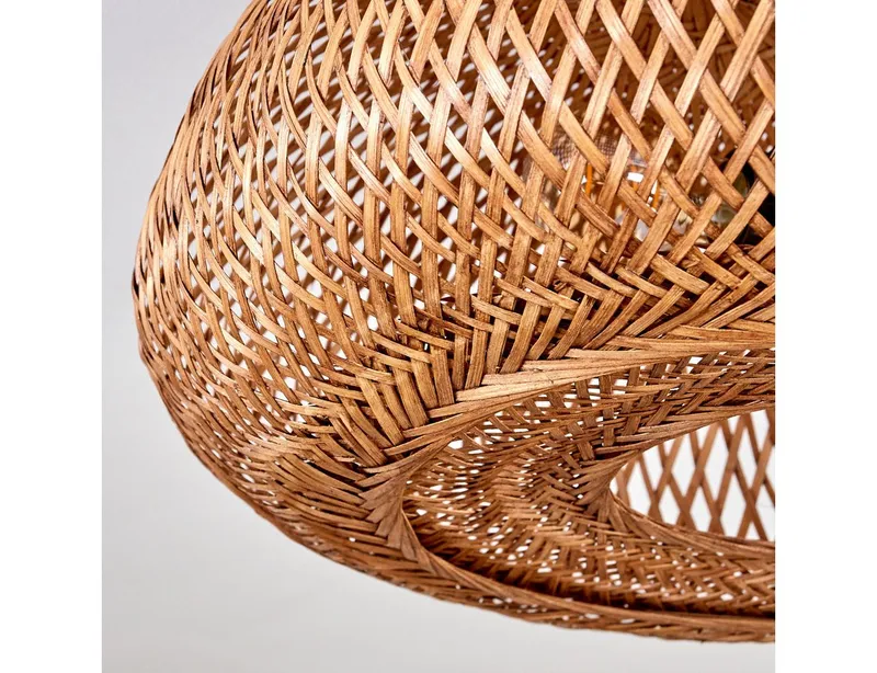 hofstein Deckenleuchte moderne Deckenlampe aus Metall/Bambus/Holz in Schwarz/Natur, ohne Leuchtmittel, Boho-Design Deckenleuchte,Lichteffekt, Ø50cm, 2xE27, ohne Leuchtmittel, Beige|schwarz, – Produktbild 3 von 5
