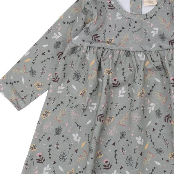 Walkiddy Walkiddy Kinderkleid GOTS zertifiziert – Grün mit kleinem Blumenmuster aus Bio-Baumwolle, Grün, – Produktbild 2 von 2