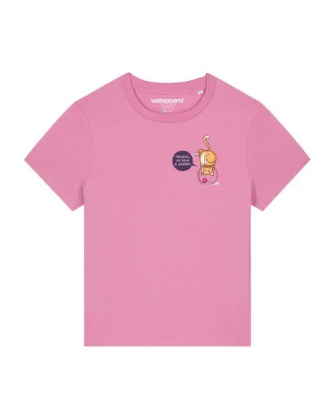 watapparel watapparel T-Shirt Frauen Funny Cat, Bubble pink, – Produktbild 1 von 4
