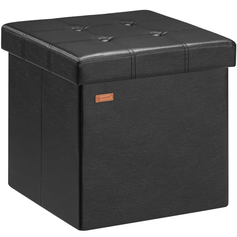 Casaria® Sitzhocker Schwarz Kunstleder 38x38x38cm faltbar, Schwarz, – Produktbild 1 von 2