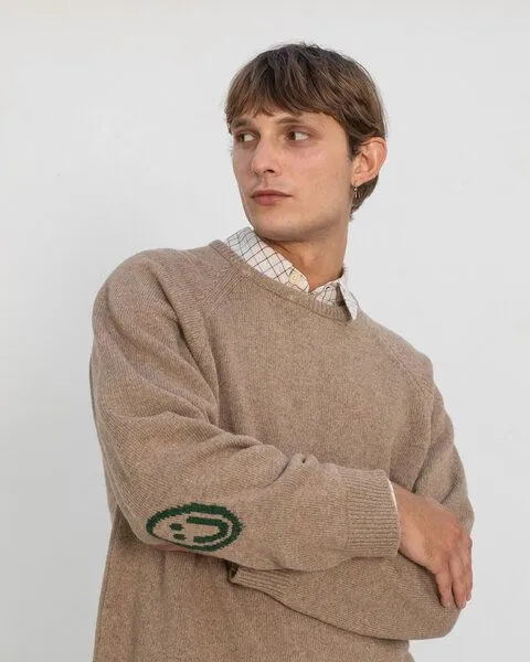 Rotholz Rotholz Smiling Strickpullover aus recycelter Wolle, Beige, – Produktbild 1 von 7