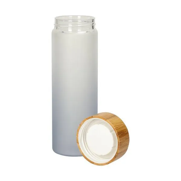 elasto elasto Glasflasche "Frosted" - Trinkflasche mit matten Farbverlauf fürs Büro, Grau, – Produktbild 4 von 7