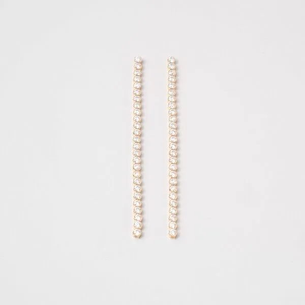 fejn jewelry fejn jewelry Ohrstecker 'long sparkle & chain' - lange Zirkonia Ohrringe, Gold, – Produktbild 1 von 4