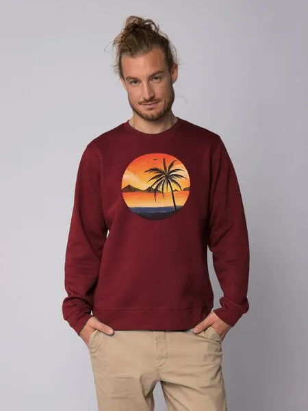 watapparel watapparel Sweatshirt Unisex Sunset on palm beach, Burgundy, – Produktbild 2 von 4