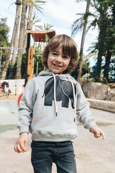 Trendsplant Trendsplant Kid's Organic Classic Hoodie Heather Grey, Grau, – Produktbild 4 von 4