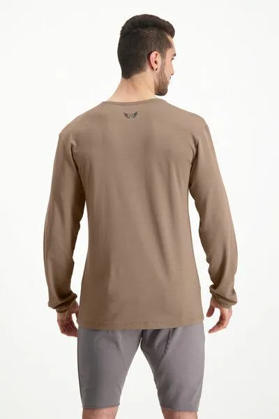 Renegade Guru Renegade Guru Herren Langarm Shirt Rudra mit Zen Print – Bambus und Bio-Baumwolle, Inca cacao (braun), – Produktbild 4 von 4