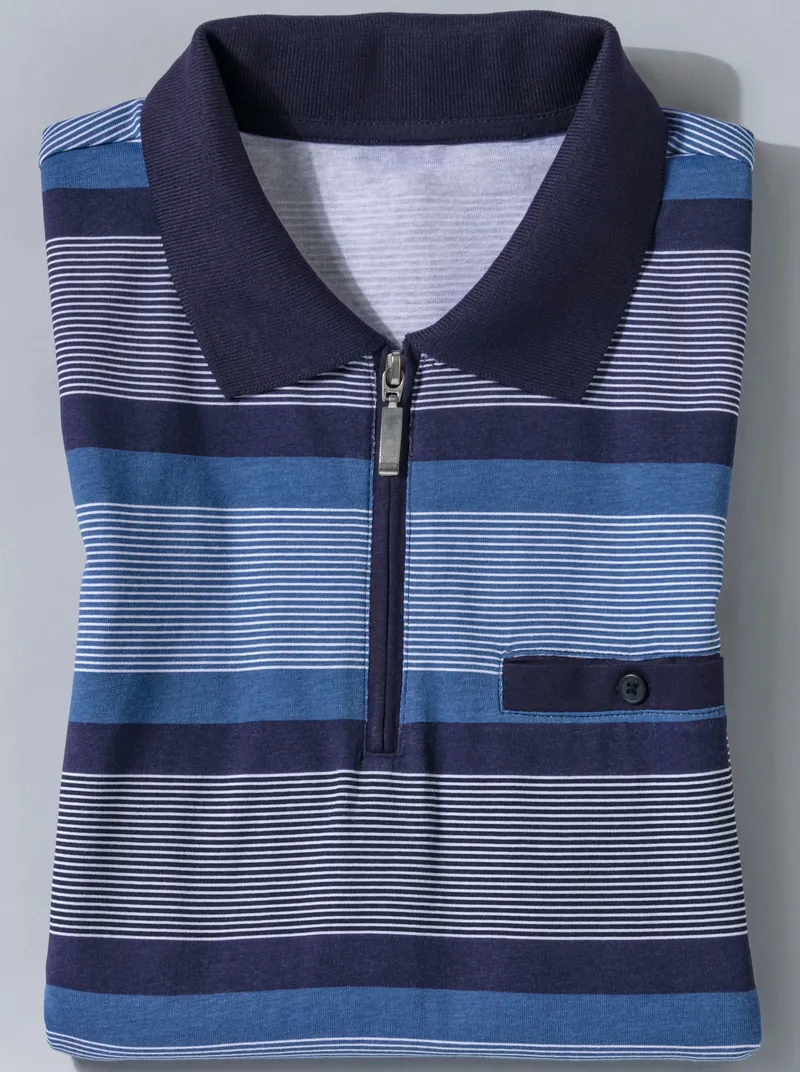 Witt Poloshirt, Marine-jeansblau-gestreift, – Produktbild 1 von 3