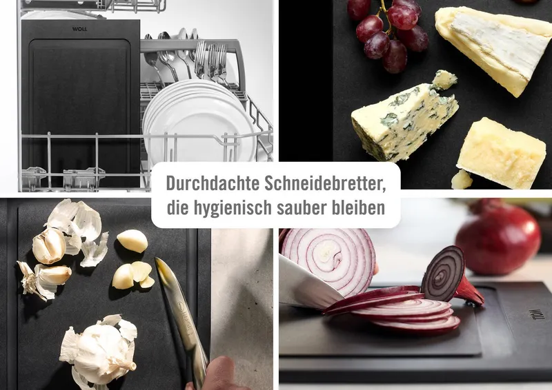 Woll Woll Frühstücksbrett Woll Cut & Serve, 27 x 15 cm, 2-tlg. Frühstücksset, Holzpapierfaser, (2-St), aus FSC®-zertifiziertem Papierverbundstoff, Schwarz, – Produktbild 1 von 5