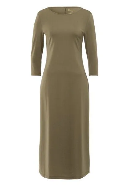 Les Lunes Les Lunes Wadenlanges Jersey-Kleid Dakotaa Dress Midi, Dusky green, – Produktbild 1 von 4