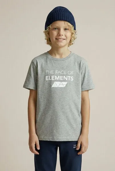 THE FACE OF ELEMENTS The Face of Elements Bold Relaxed Fit Kids T-Shirt aus 100% Bio-Baumwolle, Heather grey (grau), – Produktbild 1 von 4