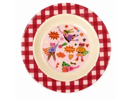 RICE RICE Teller Tiefer Kinderteller 20cm Rot Super Hero Melamin Kindergeschirr, (1 St) – Produktbild 1 von 1