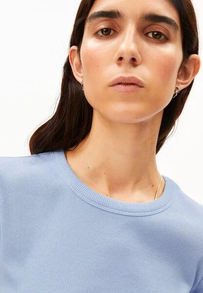 ARMEDANGELS ARMEDANGELS KARDAA Damen Ripp-T-Shirt aus Bio-Baumwoll Mix, Soft blue, – Produktbild 3 von 4