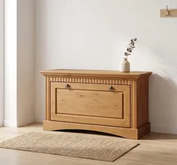 OTTO home Schuhtruhe Rustic, Schuhbank, Dielenmöbel, Landhausstil (Made in Europe), aus massiver Kiefer, Sitzhöhe 49 cm, mit Kassettenoptik – Produktbild 1 von 1