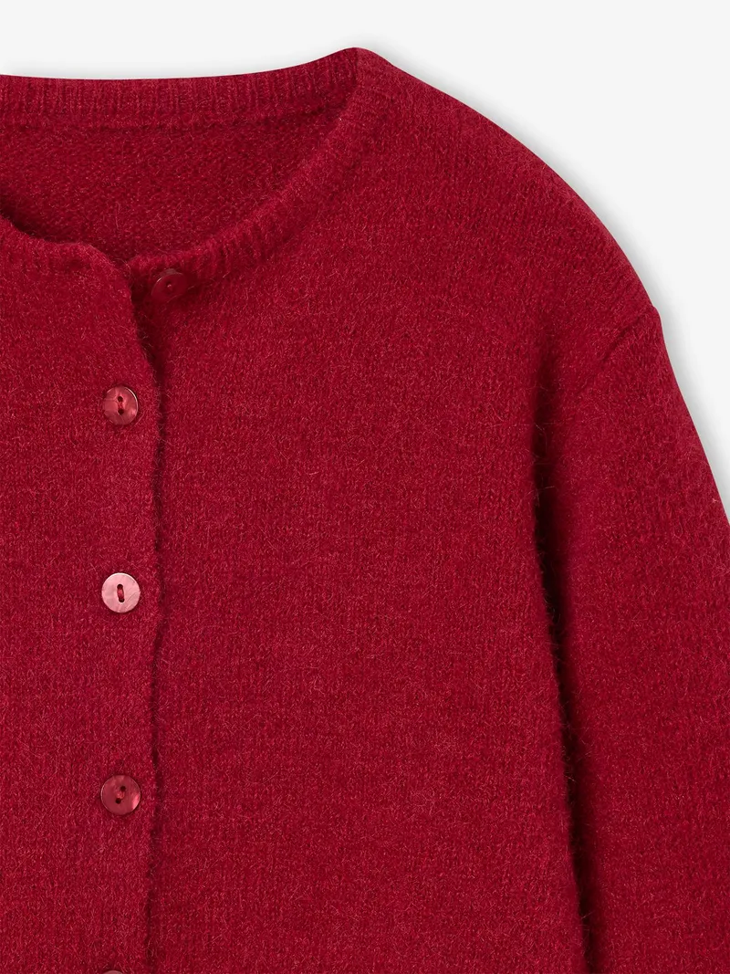 Vertbaudet Flauschige Strickjacke Mädchen, Bordeaux, – Produktbild 2 von 2
