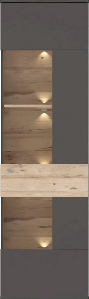 FORTE Vitrine Como Vitrine, Glastüre, LED Beleuchtung, Soft Close Linksanschlag, Grau, – Produktbild 4 von 8