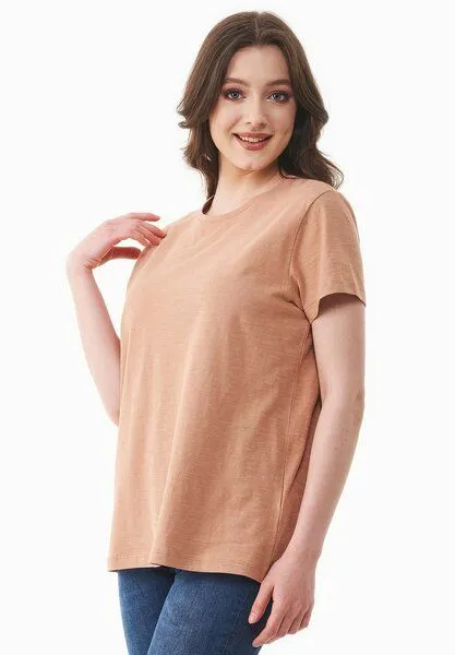 ORGANICATION ORGANICATION Damen Basic T-Shirt aus Bio-Baumwolle, Tan, – Produktbild 4 von 4