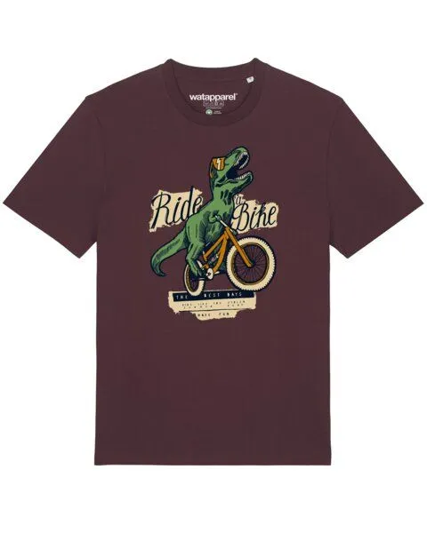 watapparel watapparel T-Shirt Unisex T-Rex Fahrrad, Red brown, – Produktbild 1 von 4