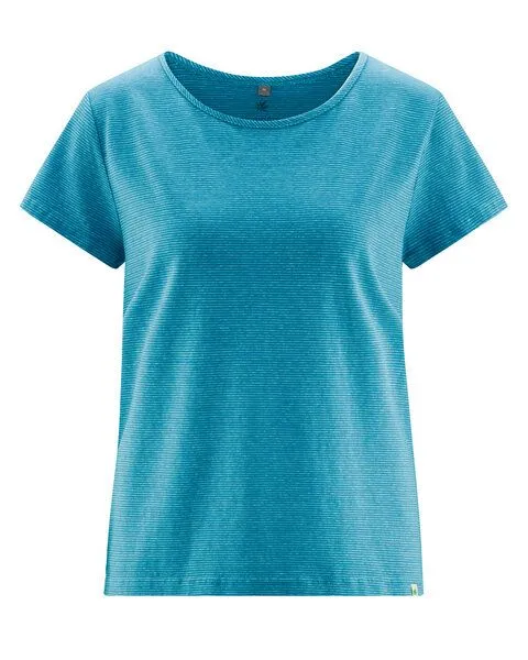 HempAge HempAge sommerliches Ringel-T-Shirt aus 55% Hanf, 45% Biobaumwolle, Azure (blau), – Produktbild 4 von 4