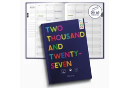 TOBJA Buchkalender Praxisplaner 2027 A5 Blue Pop Terminplaner 15 Min Takt FSC Friseur, 15-Min-Takt 7-21 Uhr, A5, 1 Woche 2 Seiten, FSC-Papier, Pop-Design – Produktbild 1 von 1