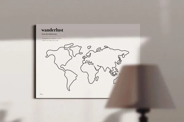 meine-weltkarte meine-weltkarte Stylische Weltkarte "Wanderlust" #2- nachhaltig & handemade in Germany - Wanddekoration Weltkarte - Keilrahmen, Leinwandposter – Produktbild 2 von 3