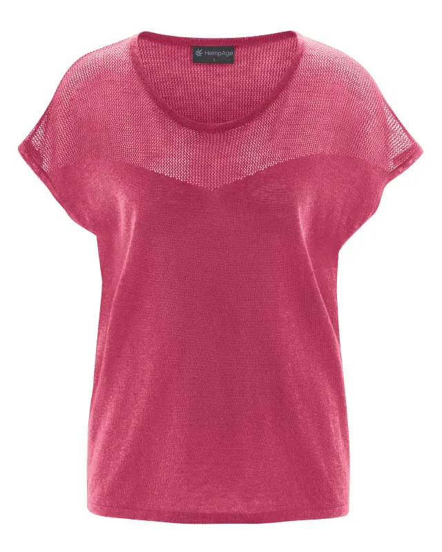 HempAge Hempage Damen vegan Top Mesh Sangria Rot, Rot, – Produktbild 2 von 2