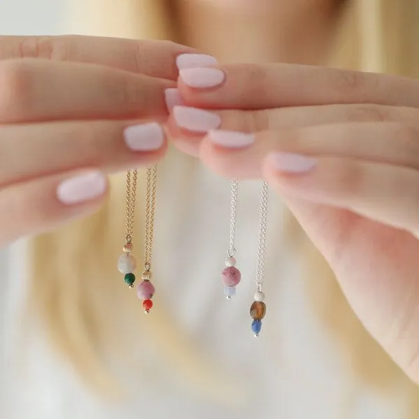 BELLYBIRD Jewellery BELLYBIRD Jewellery Halskette - Anhänger mit Turmalin & Halbedelsteinen, Kette Silber/ Silber vergoldet – Produktbild 5 von 8