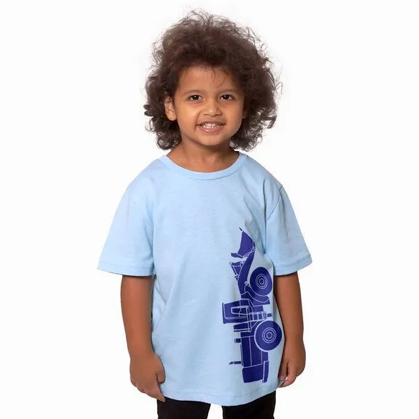 HANDGEDRUCKT HANDGEDRUCKT "Radlader 02" Kinder-T-Shirt, Light blue, – Produktbild 1 von 2