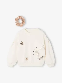 Vertbaudet Weihnachts-Set aus Sweatshirt und Scrunchie mit Pailletten Mädchen – Produktbild 1 von 1