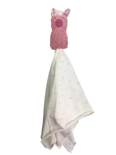 Pat und Patty Pat und Patty Personalisertes Schmusetuch/Schnuffeltuch , Greifling "Schwein" ,Farbe : rosa, 100 % Baumwolle-kbA – Produktbild 3 von 5