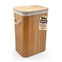 BigDean Wäschebox Bambus 72L Wäschesammler Wäschetruhe Wäschetonne Wäschekorb (1 St., Stück), Ökologisch, Diskret, Robust & Langlebig – Produktbild 1 von 1