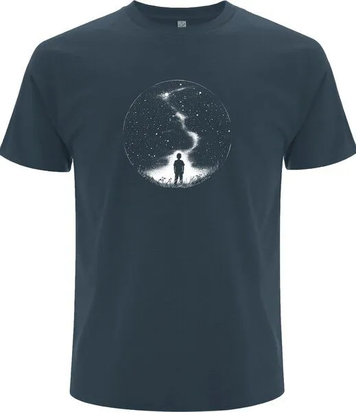 Spreecult Spreecult Sternenkind - Bio und Fair - Männer Unisex T-Shirt - Sternenhimmel, Denim blau, – Produktbild 2 von 2