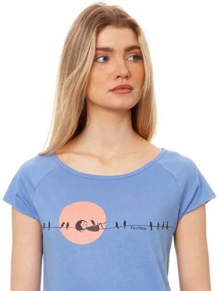 FellHerz FellHerz Damen T-Shirt Sunrise cornflower bio & fair & vegan – Produktbild 3 von 3