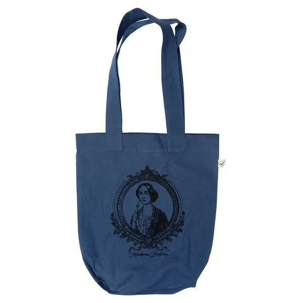 HANDGEDRUCKT HANDGEDRUCKT "Madame Bohème" Shopper aus BAUMWOLLE kbA, Natur/druck blau, – Produktbild 1 von 3
