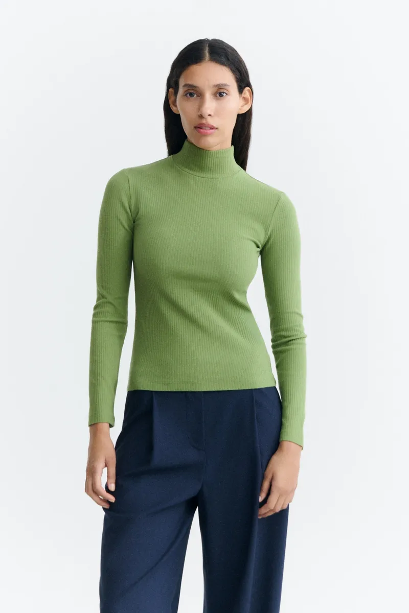 thinking mu Thinking MU Damen vegan Top Von Aine Gerippter Rollkragenpullover, Grün, Grün, – Produktbild 2 von 2