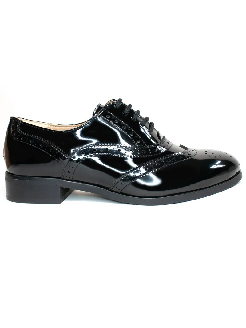 Will's Vegan Store Will's Vegan Store Damen vegan Oxford Brogues Patent Schwarz, Schwarz, – Produktbild 2 von 2