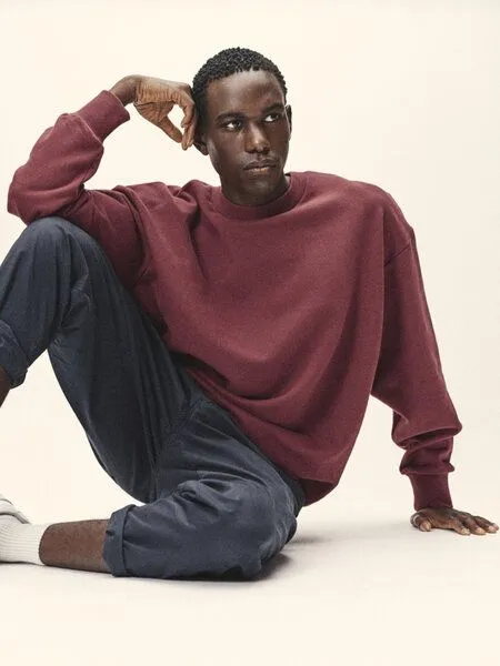 WOTE WOTE Sweatshirt Oversized aus Bio-Baumwolle, Dunkelrot, – Produktbild 2 von 3