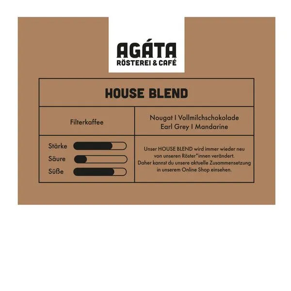 AGÁTA Rösterei & Café AGÁTA Rösterei & Café House Blend Filterkaffee, ganze Bohne, gemahlen, 250g – Produktbild 2 von 2