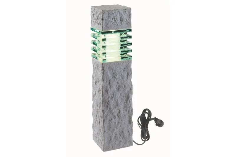 woodstore24 Wege-/Ambiente-Leuchte WEGA, Granitoptik hellgrau, 405 (H) x 105 (B) x 105 (T) mm, 3 Watt – Produktbild 1 von 1