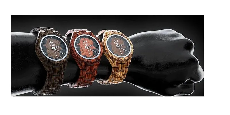 2ndLiar Quarzuhr Herren Armbanduhr Holzuhr handgemacht aus Holz 2nd Liar Hellbraun – Produktbild 2 von 2